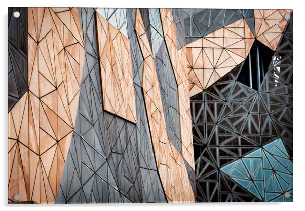 Abstract Federation Square Melbourne Acrylic by Janette Hill