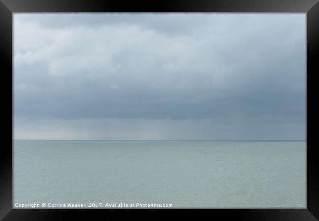 Blue storm on the horizon Framed Print by Corrine Weaver