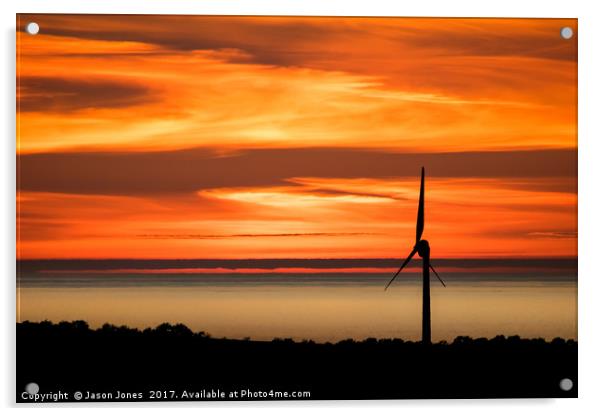 Isle of Anglesey Windmill Sunset over Irish Sea Acrylic by Jason Jones