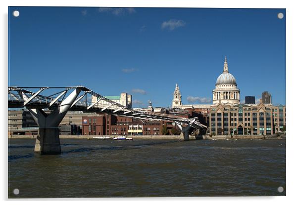 Millennium Bridge and St Pauls Acrylic by Chris Day