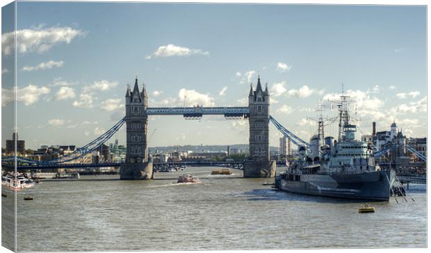 Tower Bridge and HMS Belfast 3 Canvas Print by Chris Day