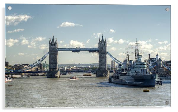 Tower Bridge and HMS Belfast 3 Acrylic by Chris Day