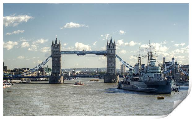 Tower Bridge and HMS Belfast 3 Print by Chris Day