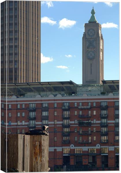 Oxo Tower and admirer Canvas Print by Chris Day