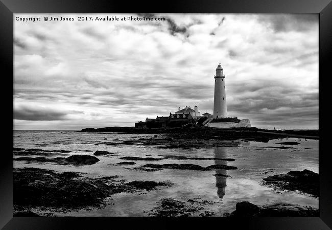 St Mary's Island in mono Framed Print by Jim Jones