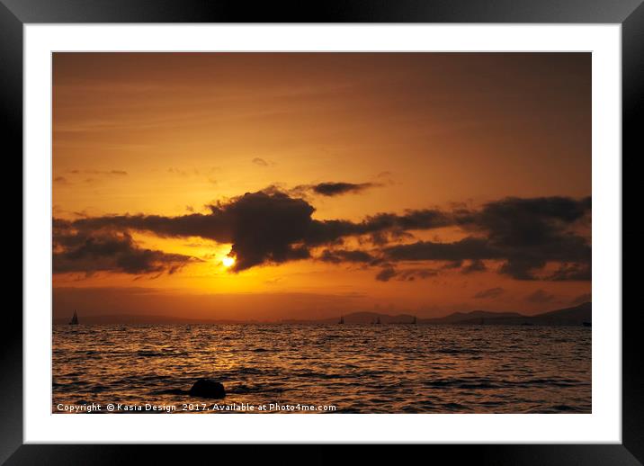 Sun sets over the Bay of Palma, Mallorca Framed Mounted Print by Kasia Design