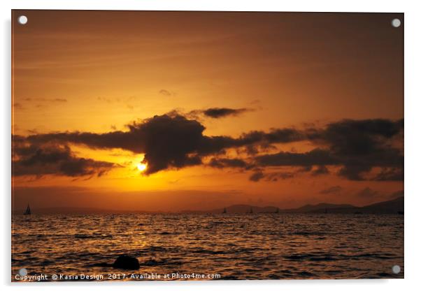 Sun sets over the Bay of Palma, Mallorca Acrylic by Kasia Design