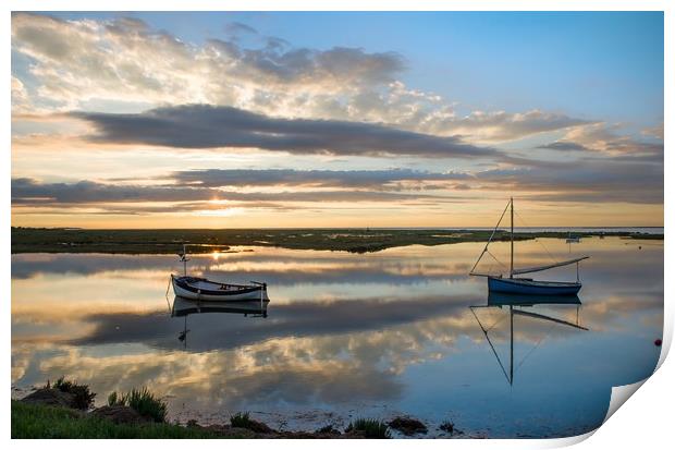 Sunset reflections on the North Norfolk coast (2) Print by Gary Pearson