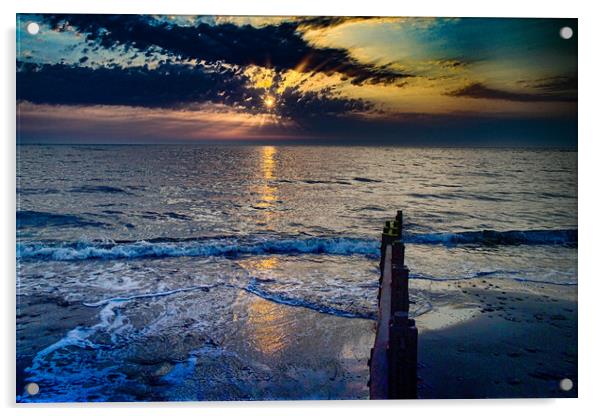 South Beach Aberaeron at sunset  Acrylic by Andrew chittock