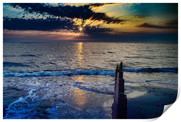 South Beach Aberaeron at sunset  Print by Andrew chittock