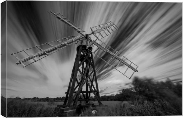 Boardmans Drainage Mill in Mono Canvas Print by Mark Hawkes