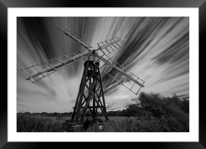 Boardmans Drainage Mill in Mono Framed Mounted Print by Mark Hawkes