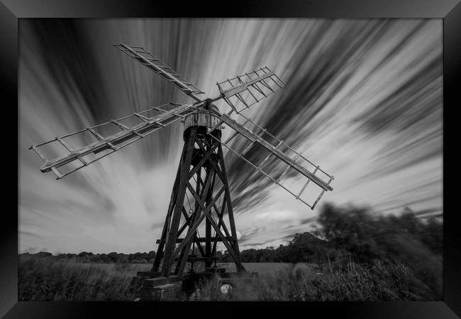 Boardmans Drainage Mill in Mono Framed Print by Mark Hawkes