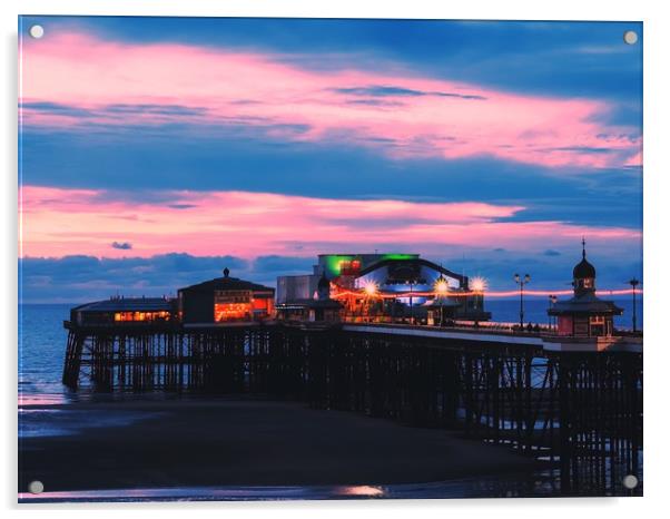 North Pier,Blackpool.  Acrylic by Victor Burnside