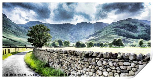 Langdale Valley and Crinkle Crags Print by Keith Douglas