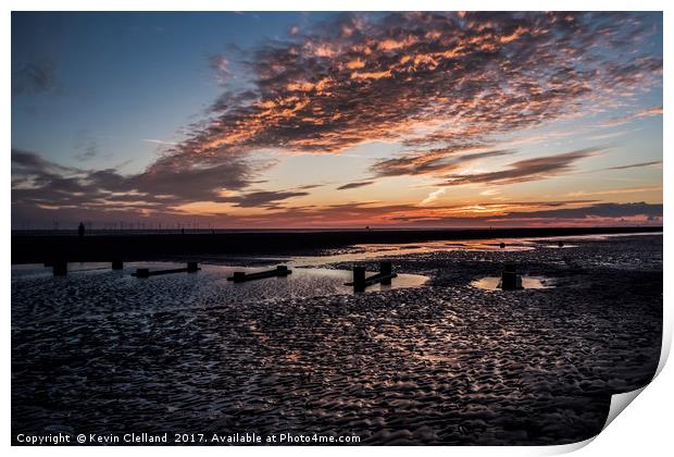 Sunset at Crosby Beach Print by Kevin Clelland