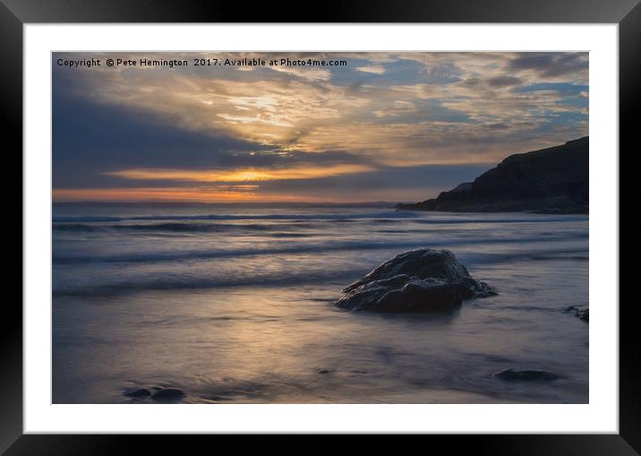 Sunset at Poldhu Cove Framed Mounted Print by Pete Hemington
