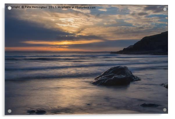 Sunset at Poldhu Cove Acrylic by Pete Hemington