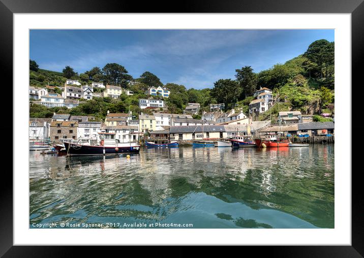 Reflections at Polperro Harbour in Cornwall Framed Mounted Print by Rosie Spooner
