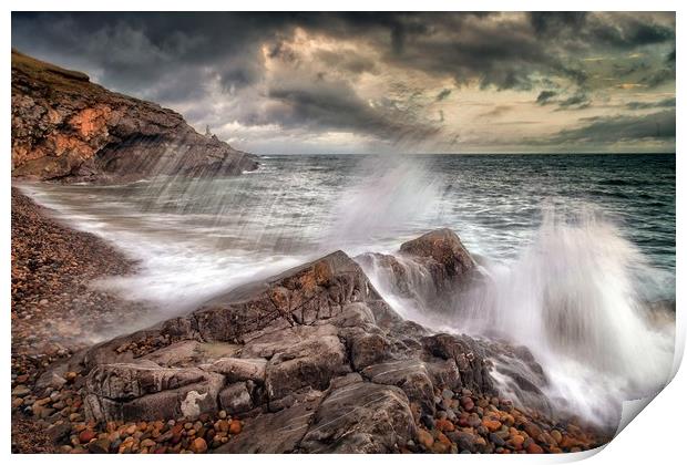 Crashing waves and storm clouds Print by Leighton Collins