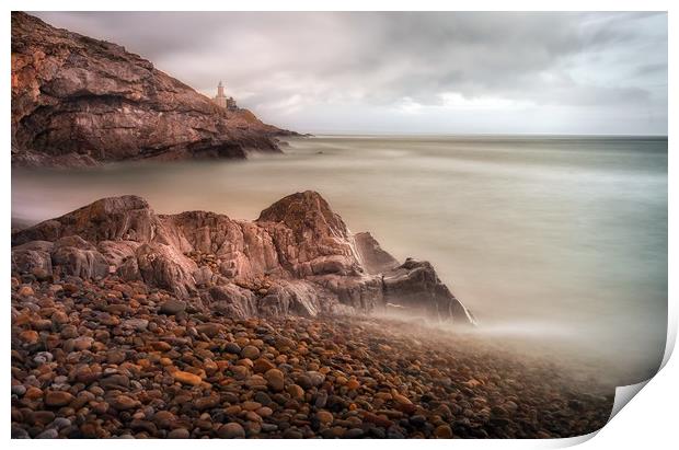 Calm waters at Bracelet Bay Print by Leighton Collins