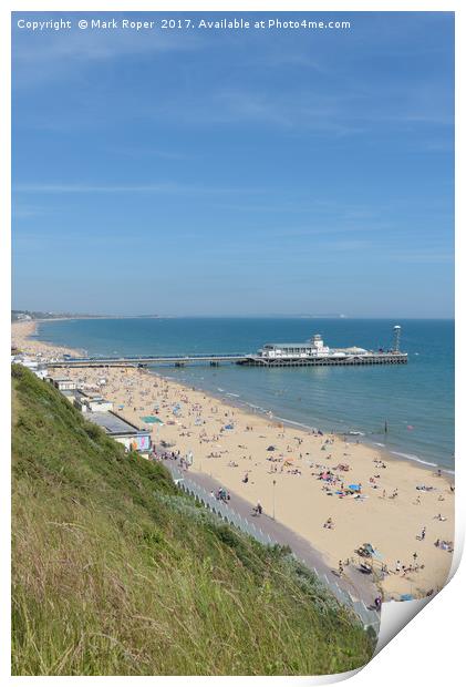 Bournemouth beach and pier looking towards Boscomb Print by Mark Roper