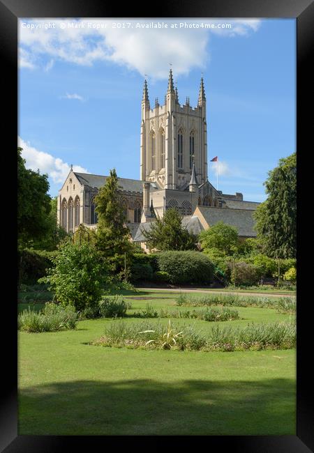 St Edmundsbury Cathedral with shadow in foreground Framed Print by Mark Roper