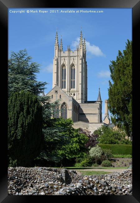 St Edmundsbury Cathedral with abbey wall ruins Framed Print by Mark Roper