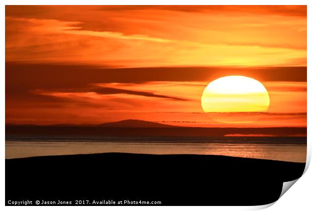 Isle of Anglesey View of Ireland Mountains Sunset Print by Jason Jones