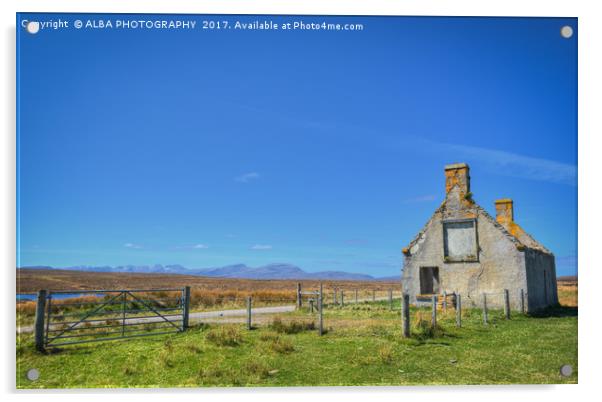 Moines Cottage, Tongue, Sutherland, Scotland. Acrylic by ALBA PHOTOGRAPHY
