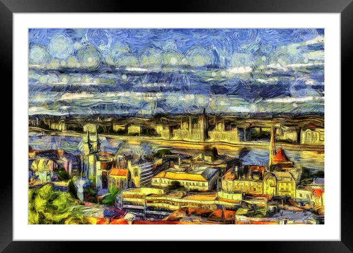 Budapest City Vincent Van Gogh Framed Mounted Print by David Pyatt