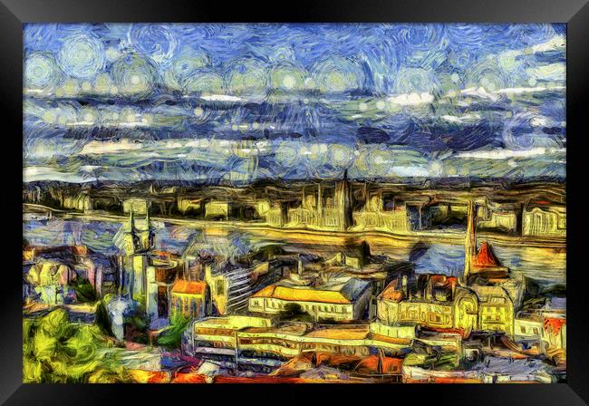 Budapest City Vincent Van Gogh Framed Print by David Pyatt