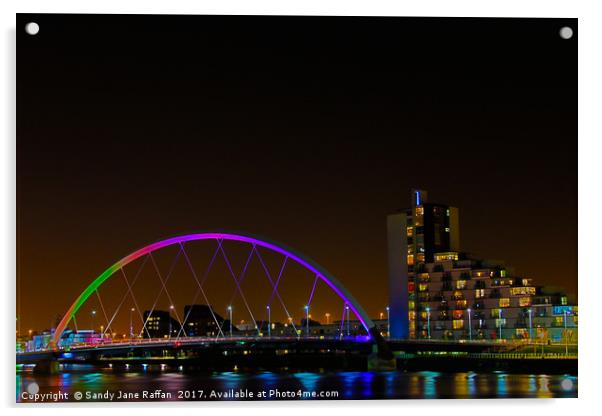 Clyde Bridge Glasgow Acrylic by Sandy Jane Raffan
