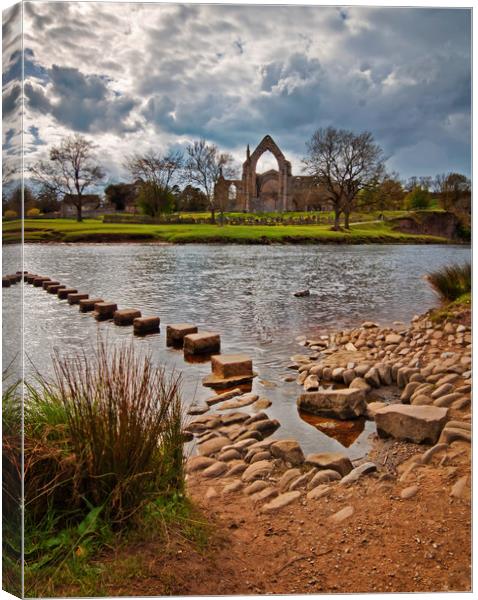 Abbey on the River Wharfe Canvas Print by David McCulloch