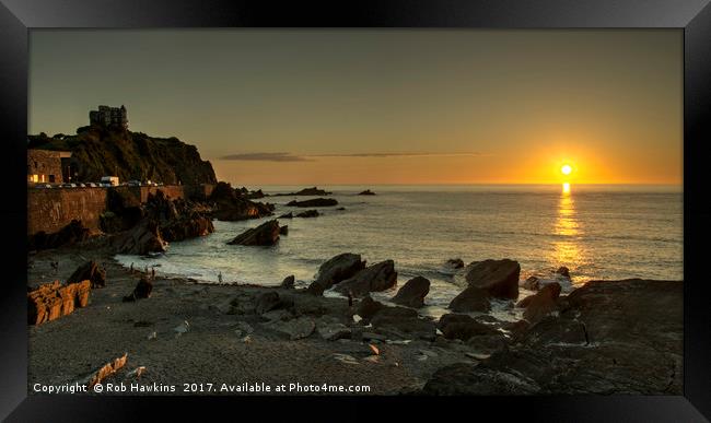 Ilfracombe beach Sunset  Framed Print by Rob Hawkins