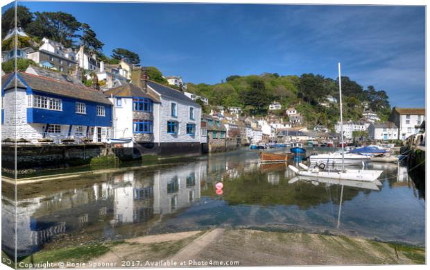 The River Pol at Polperro as the tide comes in Canvas Print by Rosie Spooner