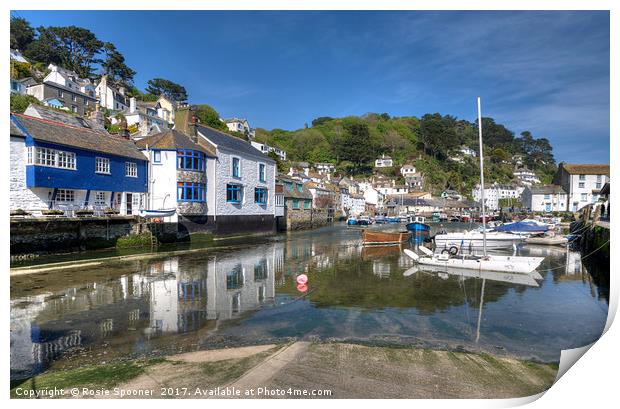 The River Pol at Polperro as the tide comes in Print by Rosie Spooner