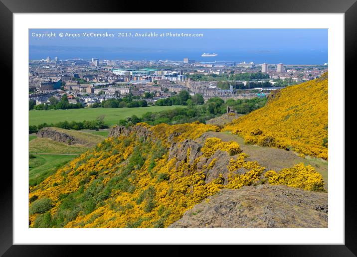 The descent from Arthur's Seat via Whinny Hill Framed Mounted Print by Angus McComiskey