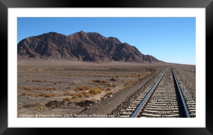 Rail Road in the Desert Framed Mounted Print by Shervin Moshiri