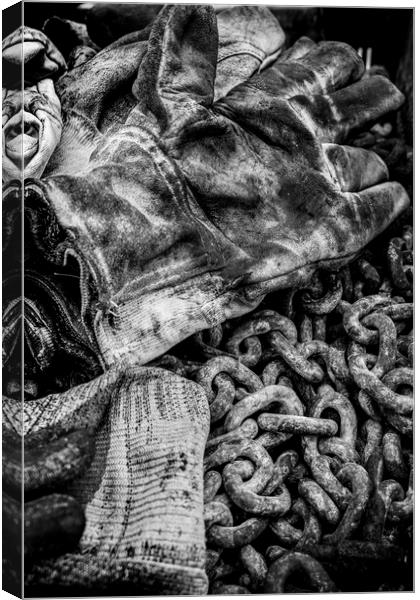 Gauntlet and Chain in Mono Canvas Print by Janette Hill