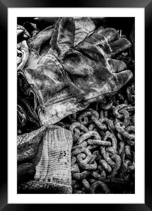 Gauntlet and Chain in Mono Framed Mounted Print by Janette Hill