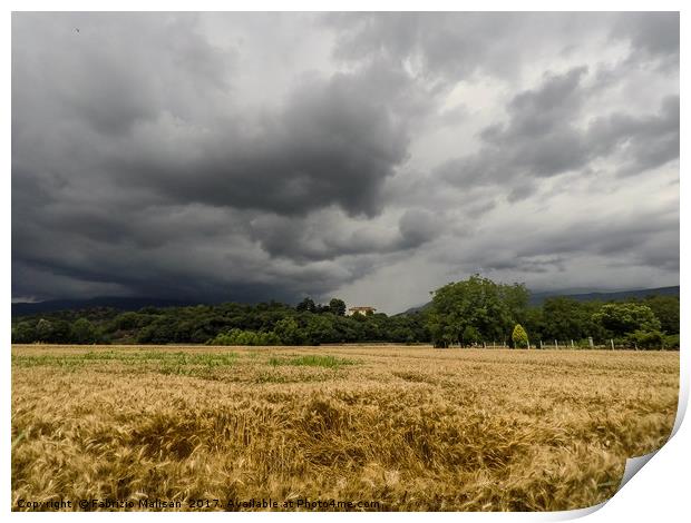 Threatening Sky Over Wheat Fields Print by Fabrizio Malisan