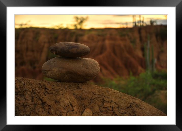 Relaxing Two stones Framed Mounted Print by HQ Photo