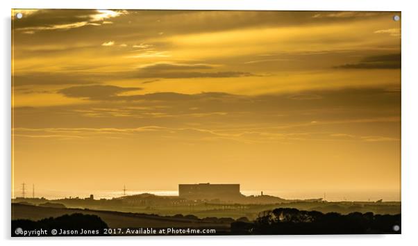 Anglesey Sunset - Wylfa  Nuclear Power Station  Acrylic by Jason Jones