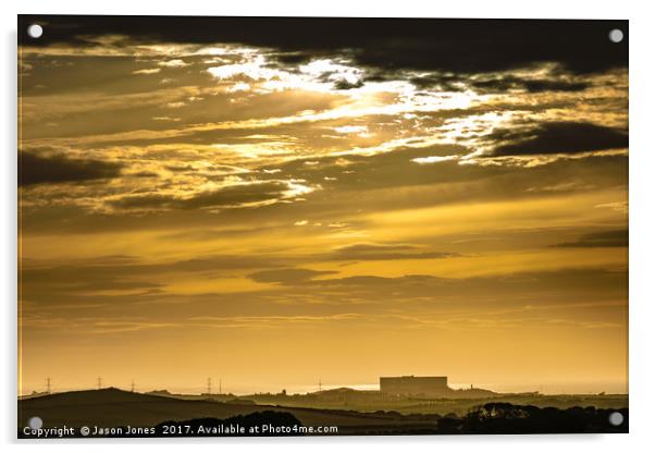 Anglesey Sunset - Wylfa  Nuclear Power Station  Acrylic by Jason Jones