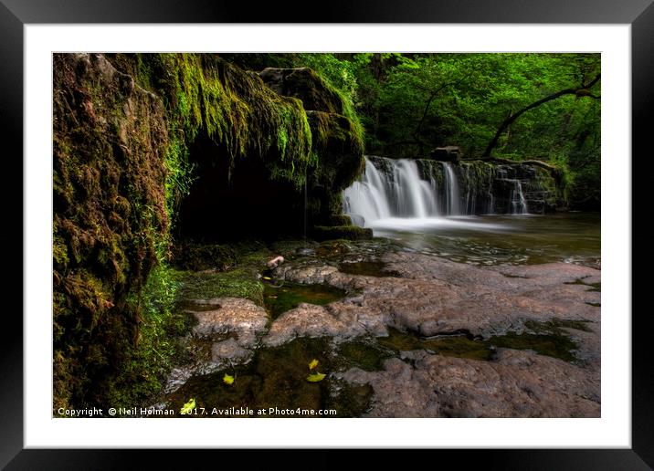 Lower Dwili Waterfall, Pontneddfechan Framed Mounted Print by Neil Holman