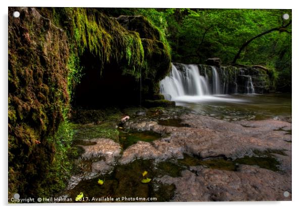 Lower Dwili Waterfall, Pontneddfechan Acrylic by Neil Holman