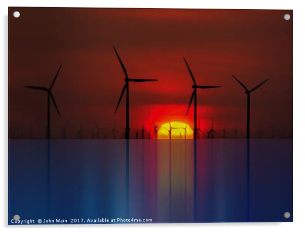 Windmills at the Horizon  Acrylic by John Wain