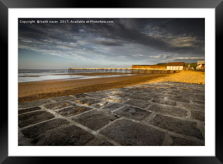 Saltburn Beach in the evening light Framed Mounted Print by keith sayer