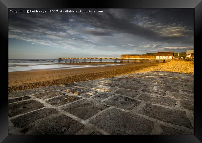 Saltburn Beach in the evening light Framed Print by keith sayer